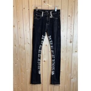 Men's Pheelings Embroidered Skinny Grunge Jeans, Black/White - Size 28
